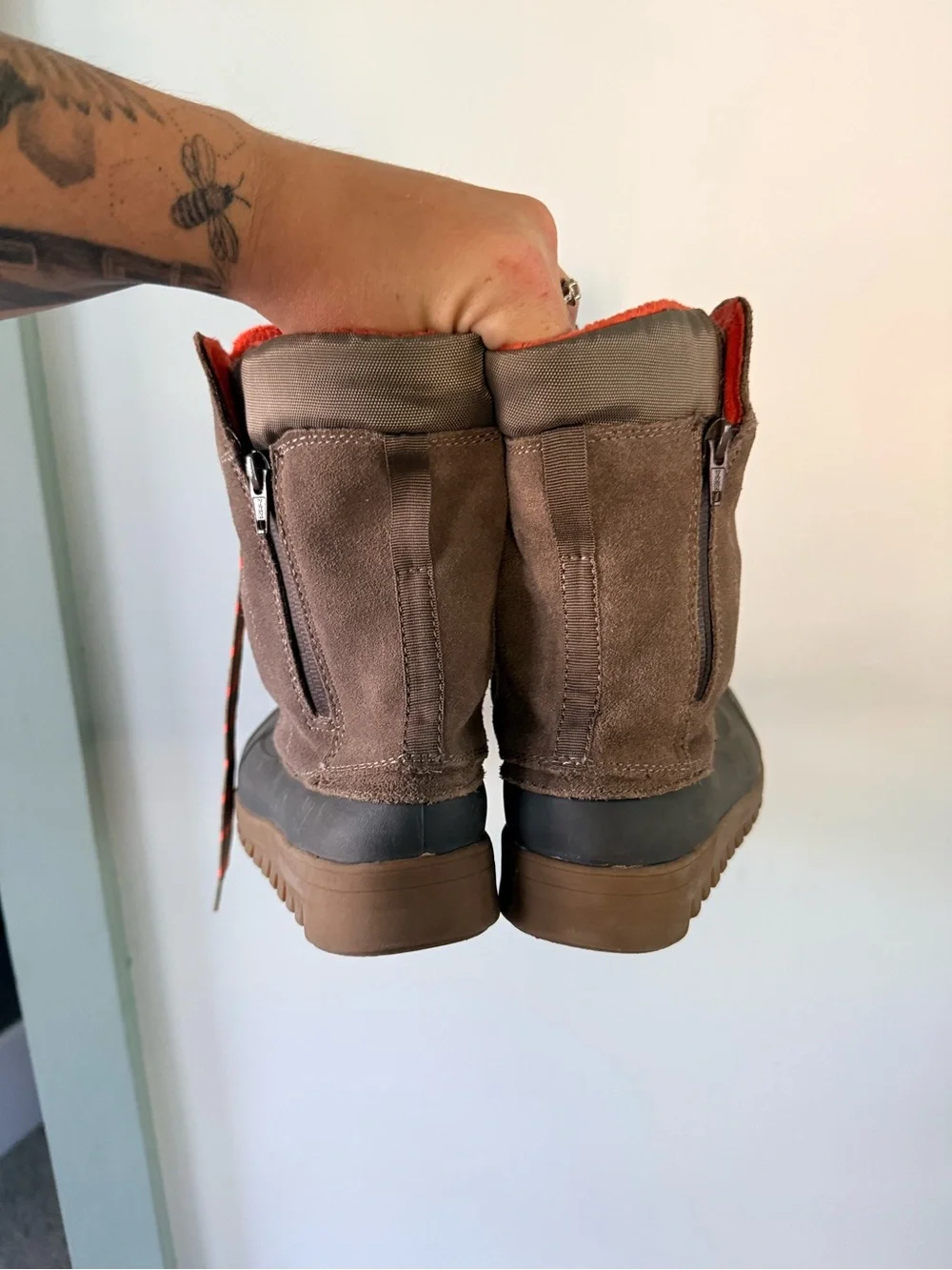 BareTraps Brown and Orange Women's Winter Lace-Up Boots